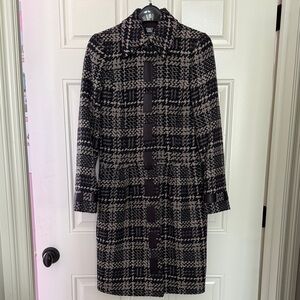 Navy and Cream Houndstooth Coat